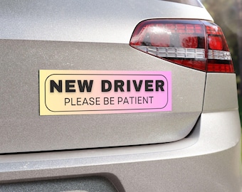 New Driver Car Magnet | Please Be Patient Sticker for New Drivers, Safety Awareness, Gifts for Teens, Car Decor, Multi-Color