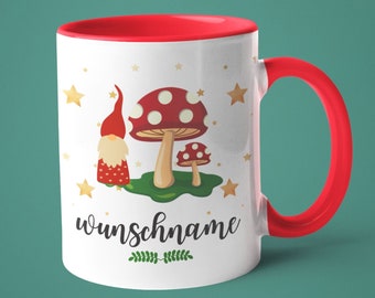 Gnome motif cup with name. Home office or office mug as a gift idea for FAVORITE colleagues or for yourself. For Christmas.