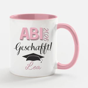 Personalized graduation mug with the saying: Graduation 2026 – Done! Congratulate your child on their graduation in style with this saying! Weiß/Rosa