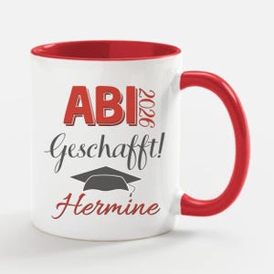 Personalized graduation mug with the saying: Graduation 2026 – Done! Congratulate your child on their graduation in style with this saying! Weiß/Rot