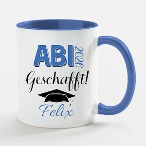 Personalized graduation mug with the saying: Graduation 2026 – Done! Congratulate your child on their graduation in style with this saying! Weiß/Blau