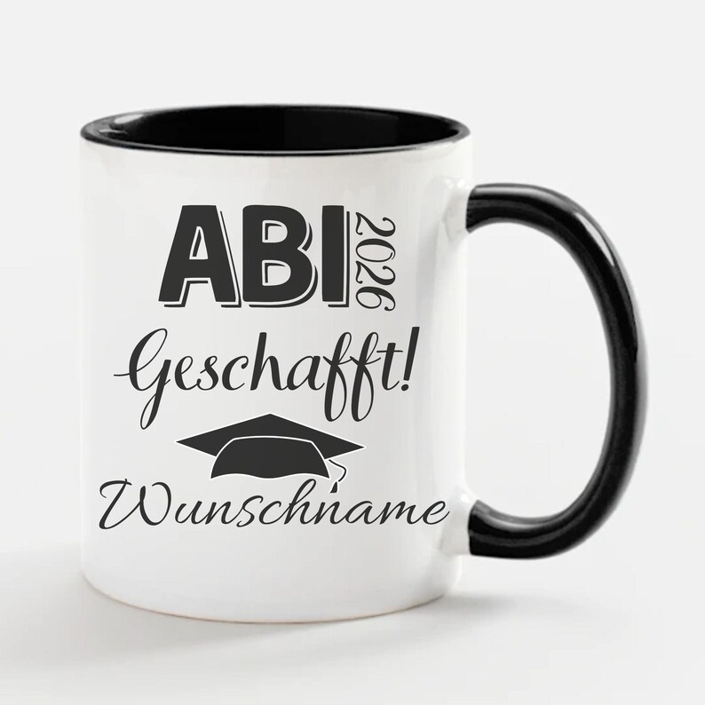 Personalized graduation mug with the saying: Graduation 2026 – Done! Congratulate your child on their graduation in style with this saying! Weiß/Schwarz