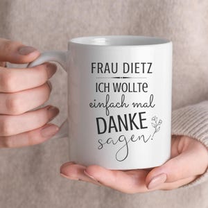 Ceramic mug for teachers! THANK YOU mug with saying and desired name. Say thank you to your teacher or colleague in this great way!
