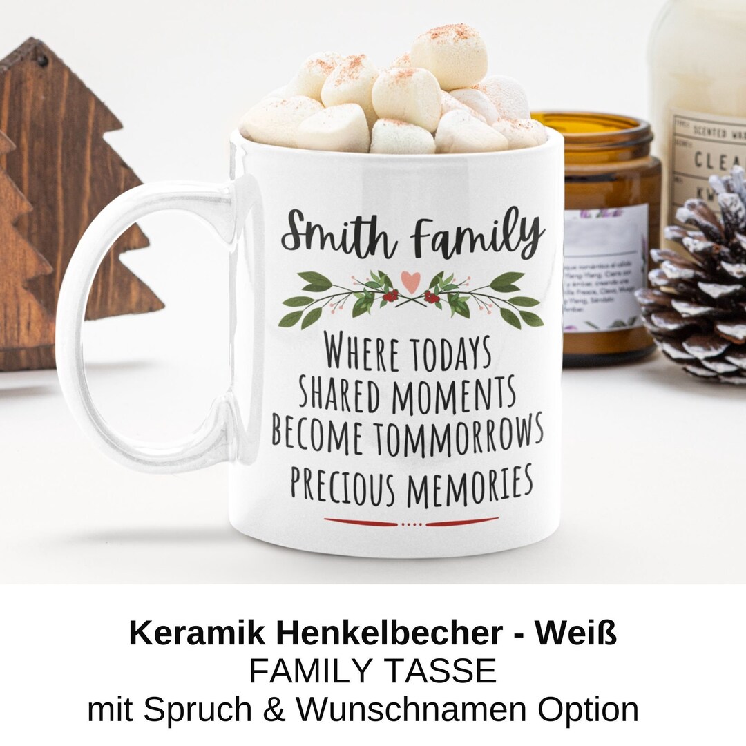 Tasse mit Name und Spruch über Familie & Zusammenhalt. Ein Tolles
