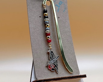Crow bookmark, bird-themed gift for her, birthday gift for mum, Christmas gift for girlfriend, stocking filler, gift for reader