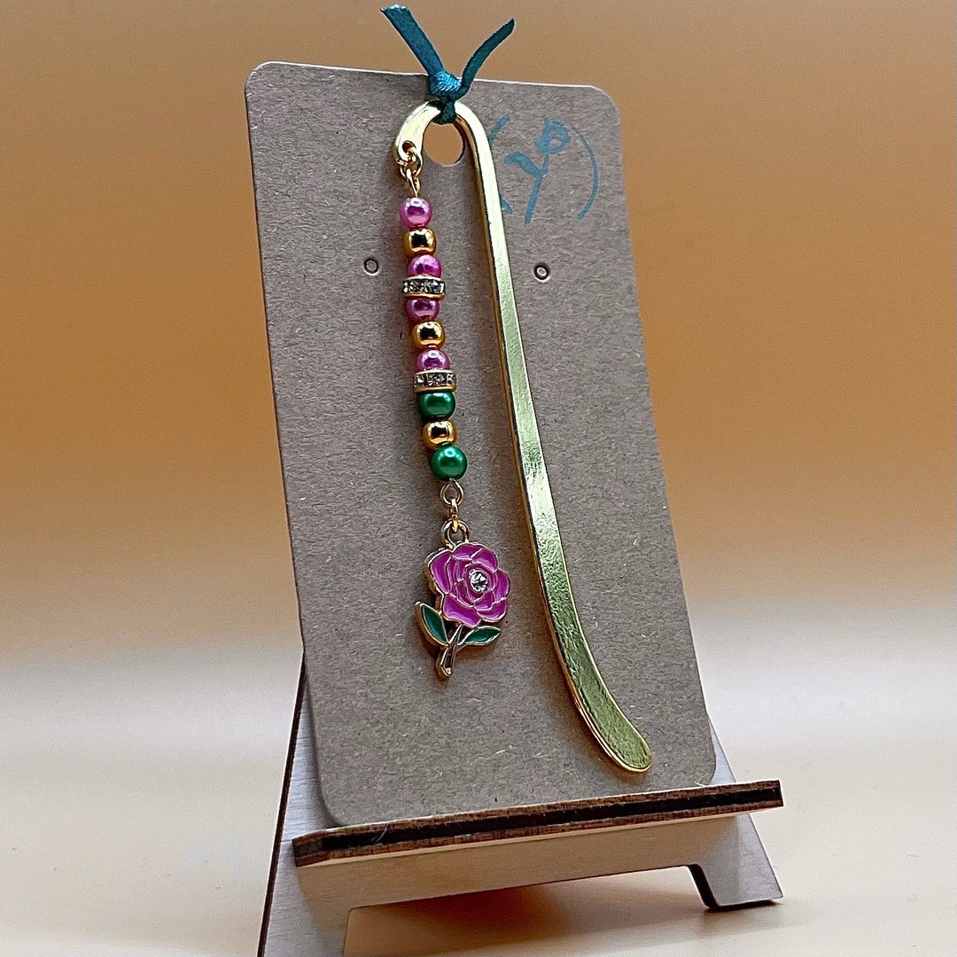 Pink Rose Bookmark, Flowerthemed Gift for Her, Birthday Gift for Mum