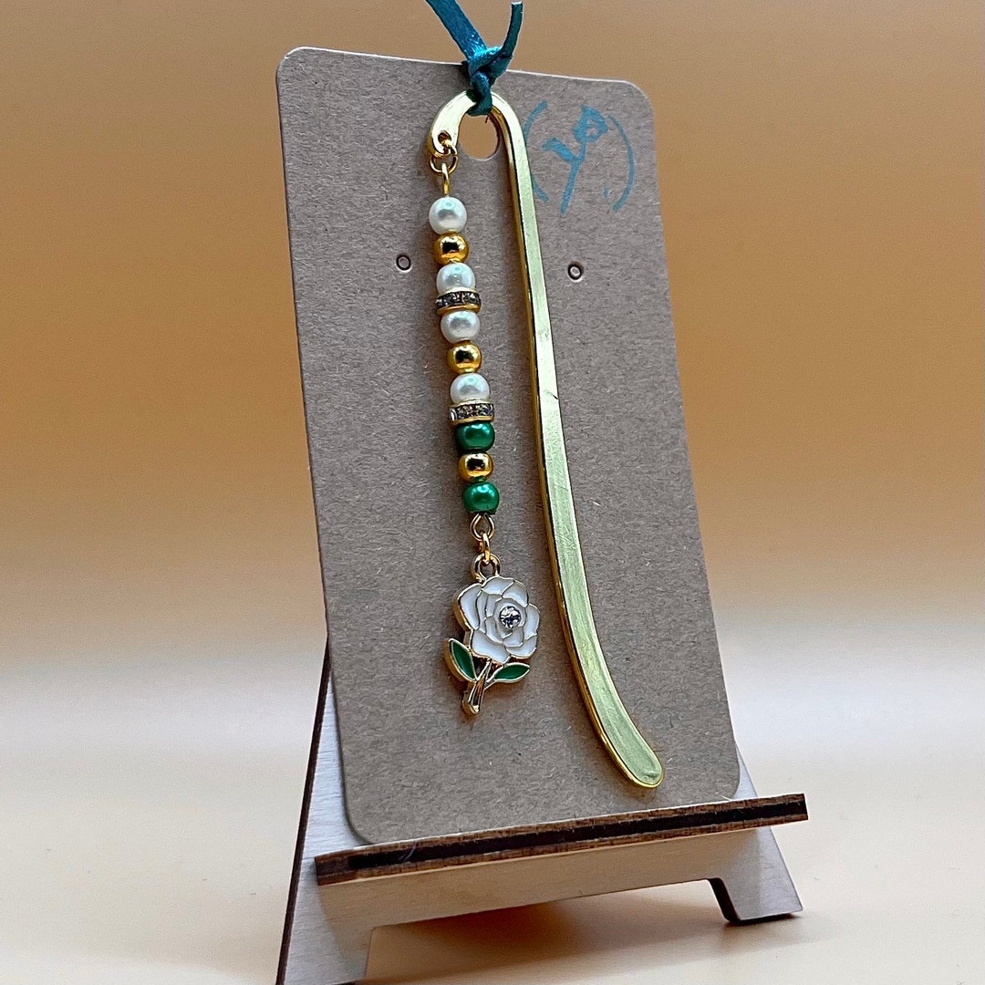 White Rose Bookmark Flowerthemed Gift for Her Birthday Gift Etsy