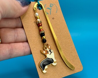 Corgi Bookmark, Beaded Metal Planner Marker
