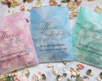 Biodegradable Confetti. Personalised Printed Pre filled packets.  Wedding confetti.  Petal confetti. Confetti Packets. Confetti.