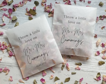 Biodegradable Confetti. Personalised Printed Pre filled packets. Wedding confetti.  Petal confetti. Confetti Packets. Confetti.