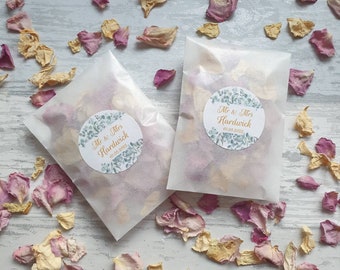 Biodegradable Confetti.  Pre filled Frosted packets. Naturally dried flower petals.  Wedding confetti.  Petal confetti. Personalised Packets
