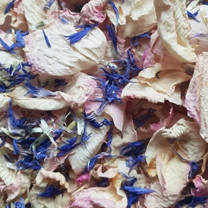 Confettis biodégradables. Quelque chose de bleu. Pétales de fleurs séchées naturellement. Confettis de mariage. Confettis de pétales de rose
