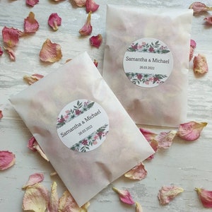 Confettis biodégradables. 10 Sachets pré-remplis. Pétales de fleurs séchées naturellement. Confettis de mariage. Confettis de pétales de rose.