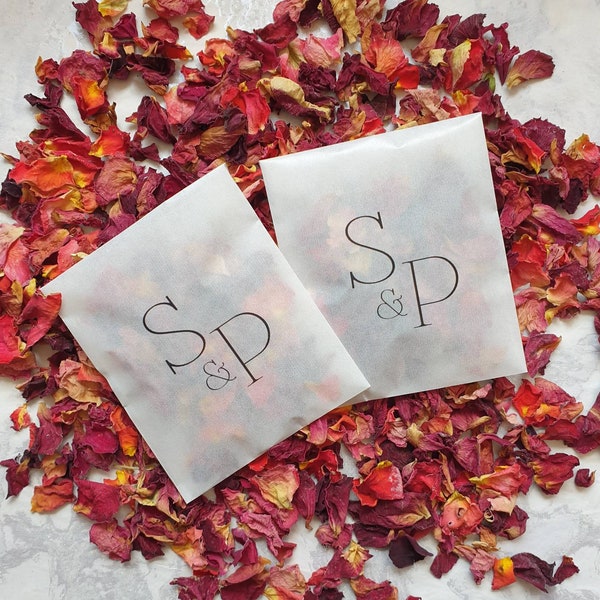 Biodegradable Confetti. Personalised Printed Pre filled packets.  Wedding confetti.  Petal confetti. Confetti Packets. Confetti.