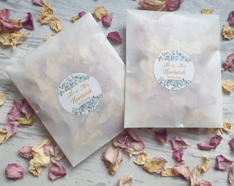 Biodegradable Confetti. Personalised  Pre filled packets. Wedding confetti.  Petal confetti. Confetti Packets. Confetti.