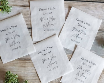 10 gepersonaliseerde bedrukte confetti-pakketten. Trouwconfetti. Bloemblaadje confetti. Confetti-pakketten. Confetti.