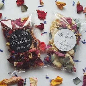 Biodegradable Confetti.  Pre filled packets. Naturally dried flower petals.  Wedding confetti.  Petal confetti. Personalised Packets