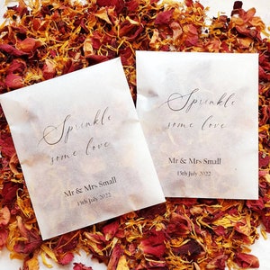 Biodegradable Confetti. Personalised Printed Pre filled packets.  Wedding confetti.  Petal confetti. Confetti Packets. Confetti.