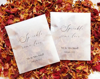 Biodegradable Confetti. Personalised Printed Pre filled packets.  Wedding confetti.  Petal confetti. Confetti Packets. Confetti.