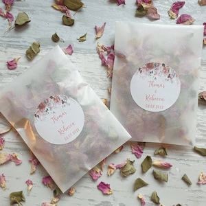 Biologisch abbaubares Konfetti. Vorgefüllte Frosted Päckchen. Natürlich getrocknete Blütenblätter. Hochzeit Konfetti. Blütenblatt Konfetti. Personalisierte Pakete