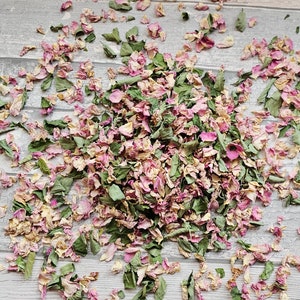 Biologisch abbaubares Konfetti. Blush Grün. Natürlich getrocknete Blütenblätter. Hochzeitskonfetti. Rosenblüten-Konfetti. 1 Liter 10 - 12 Gäste