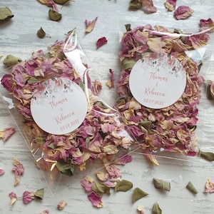 Coriandoli Biodegradabili. Buste precompilate con adesivi personalizzati. Petali di fiori essiccati naturalmente. Coriandoli di nozze. Coriandoli a petalo.