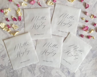 10 Personalised Printed confetti packets.  Wedding confetti.  Petal confetti. Confetti Packets. Confetti.
