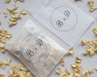 Biodegradable Confetti.   10 Large Pre filled Personalised Printed Packets. Dried flower petals.  Wedding confetti.  Confetti Packets.