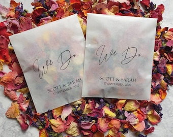 Biodegradable Confetti. Personalised Printed Pre filled packets.  Wedding confetti.  Petal confetti. Confetti Packets. Confetti.