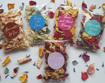 Biologisch afbreekbare confetti. 10 Voorgevulde pakketten. Natuurlijk gedroogde bloembladen. Trouwconfetti. Bloemblaadje confetti.