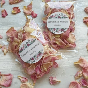 Coriandoli Biodegradabili. Buste precompilate con adesivi personalizzati. Petali di fiori essiccati naturalmente. Coriandoli di nozze. Coriandoli a petalo.