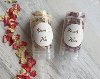 Biodegradable Confetti. Pre filled Push Pop with Foil stickers  Dried flower petals.  Wedding confetti.  Petal confetti - Wedding Poppers