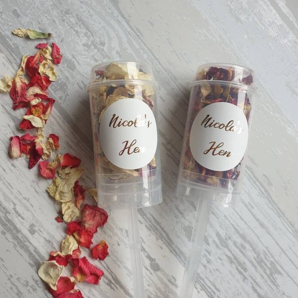 Biodegradable Confetti. Pre filled Push Pop with Foil stickers  Dried flower petals.  Wedding confetti.  Petal confetti - Wedding Poppers