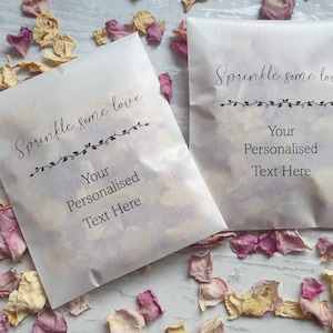 Biodegradable Confetti. Personalised Printed Pre filled packets. Wedding confetti.  Petal confetti. Confetti Packets. Confetti.