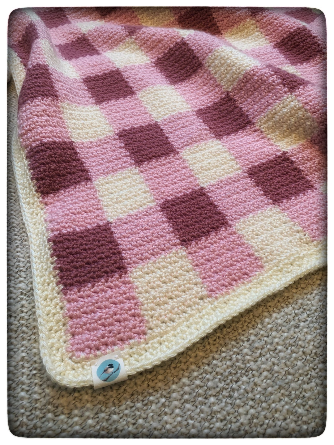 Pink Gingham Baby Blanket Crochet Baby Blanket Baby Girl Etsy