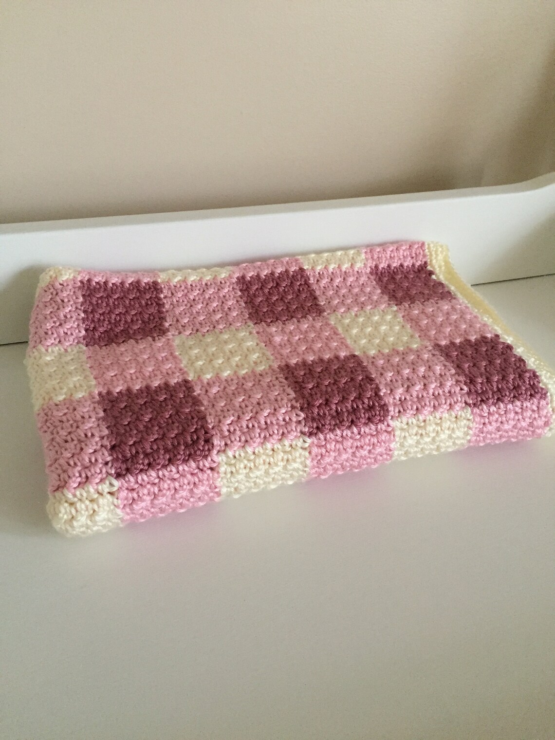 Pink Gingham Baby Blanket Crochet Baby Blanket Baby Girl Etsy