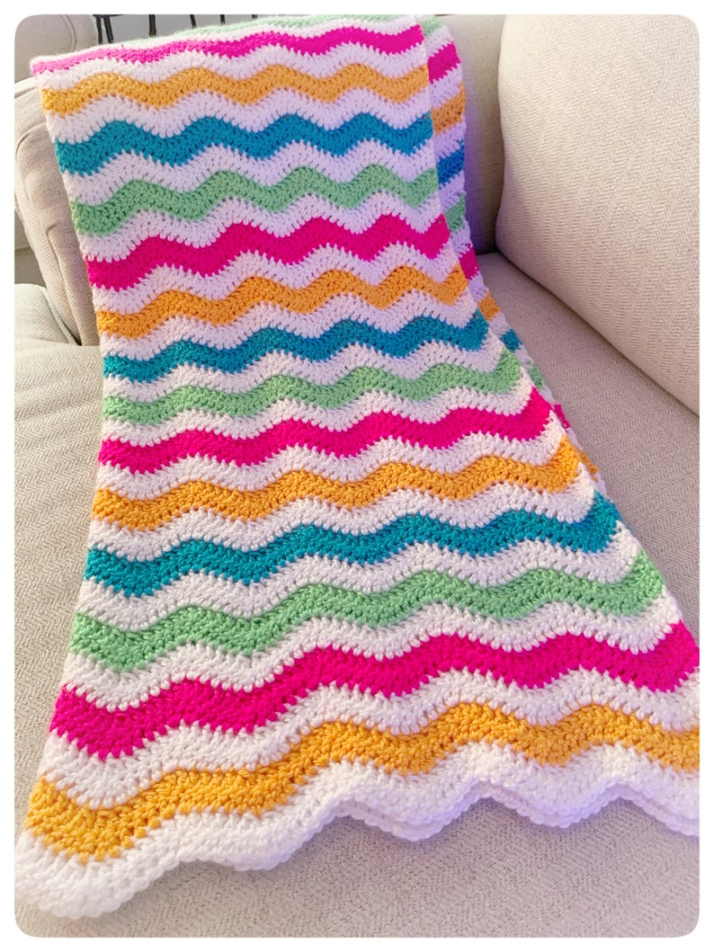 Bright Color Stripe Stroller Blanket Striped Crochet Blanket Etsy