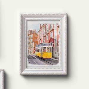 digital download - Lisbon Tram Art Print, Lisboa Portugal Wall Art | Digital Watercolour Painting | Travel Print | Streets of Europe