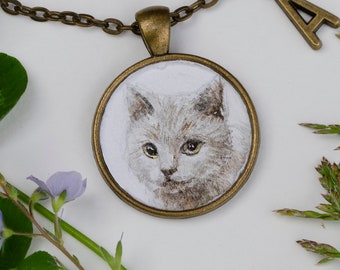 Custom cat portrait necklace Cat necklace Hand painted cat necklace Watercolor Cat necklace Custom cat portrait Personalized Animal necklace