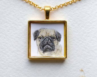 Collier portrait de chien personnalisé Collier chien Collier chien peint à la main Collier chien aquarelle Portrait d'animal de compagnie personnalisé Collier animal personnalisé