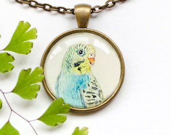 Collier de portrait de perroquet personnalisé Collier de perroquet Collier de perroquet peint à la main Collier de perroquet aquarelle Collier animal personnalisé