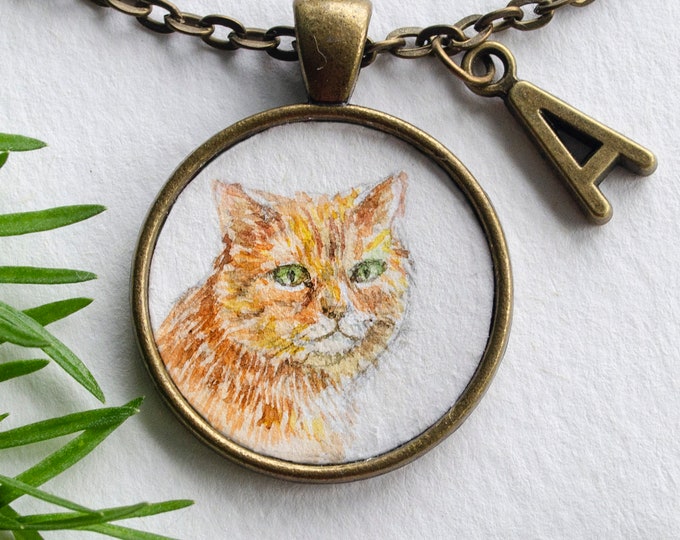 Custom cat portrait necklace Cat necklace Hand painted cat necklace Watercolor Cat necklace Custom cat portrait Personalized Animal necklace