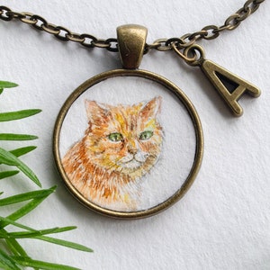 Custom cat portrait necklace Cat necklace Hand painted cat necklace Watercolor Cat necklace Custom cat portrait Personalized Animal necklace