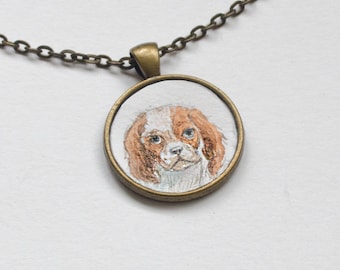 Custom dog portrait necklace Dog necklace Hand painted Dog necklace Watercolor Dog necklace Custom pet portrait Personalized Animal necklace