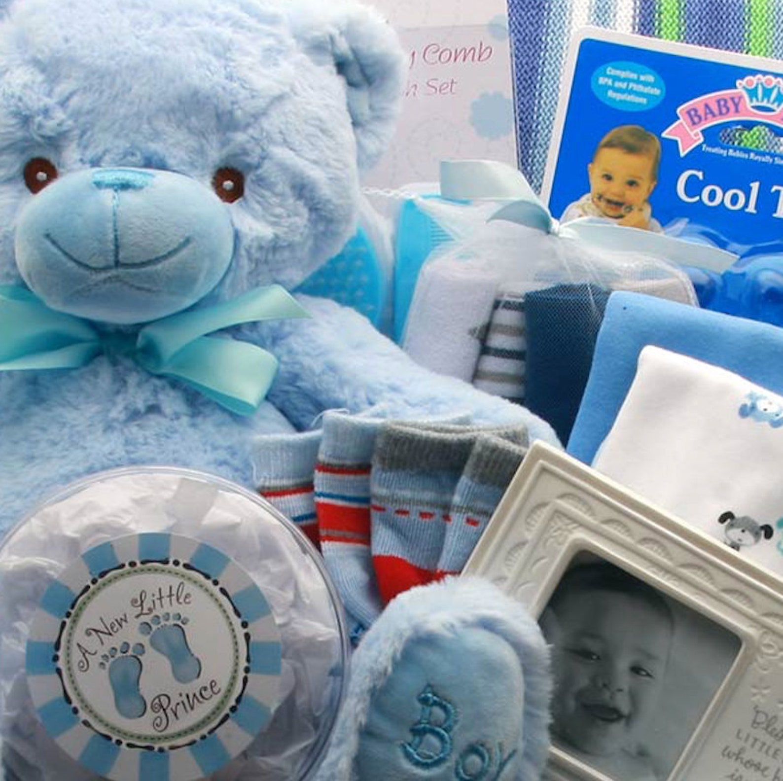 My First Teddy Bear New Baby Boy Gift Basket Baby Shower New Etsy