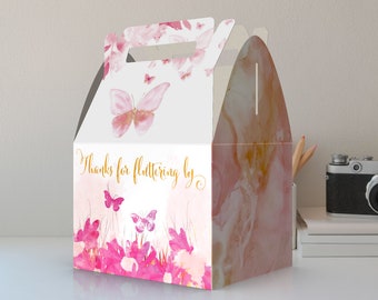 Pink Butterfly Theme Party Favor Boxes