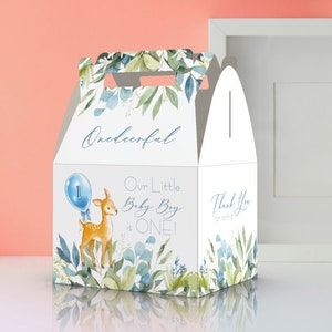 Deer 1st Birthday Party Favor Boxes - Onedeerful - Our Baby is One - Available for Boy or Girl