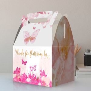 Pink Butterfly Theme Party Favor Boxes