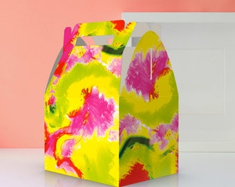 Tie Dye | Red and Yellow | Party Favor Boxes | Party Supplies | Party Decorations | Candy Boxes | Custom Boxes | Birthday | Baby Shower