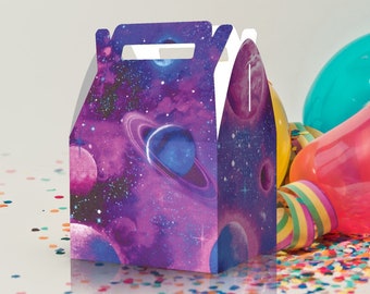 Purple Planets Favor Boxes - Space - Solar System Goodie Boxes